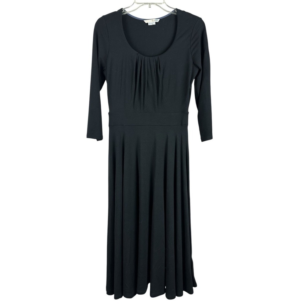 Boden Dress Womens 6 Long Sleeve Black Jersey Knee Length Casual Career